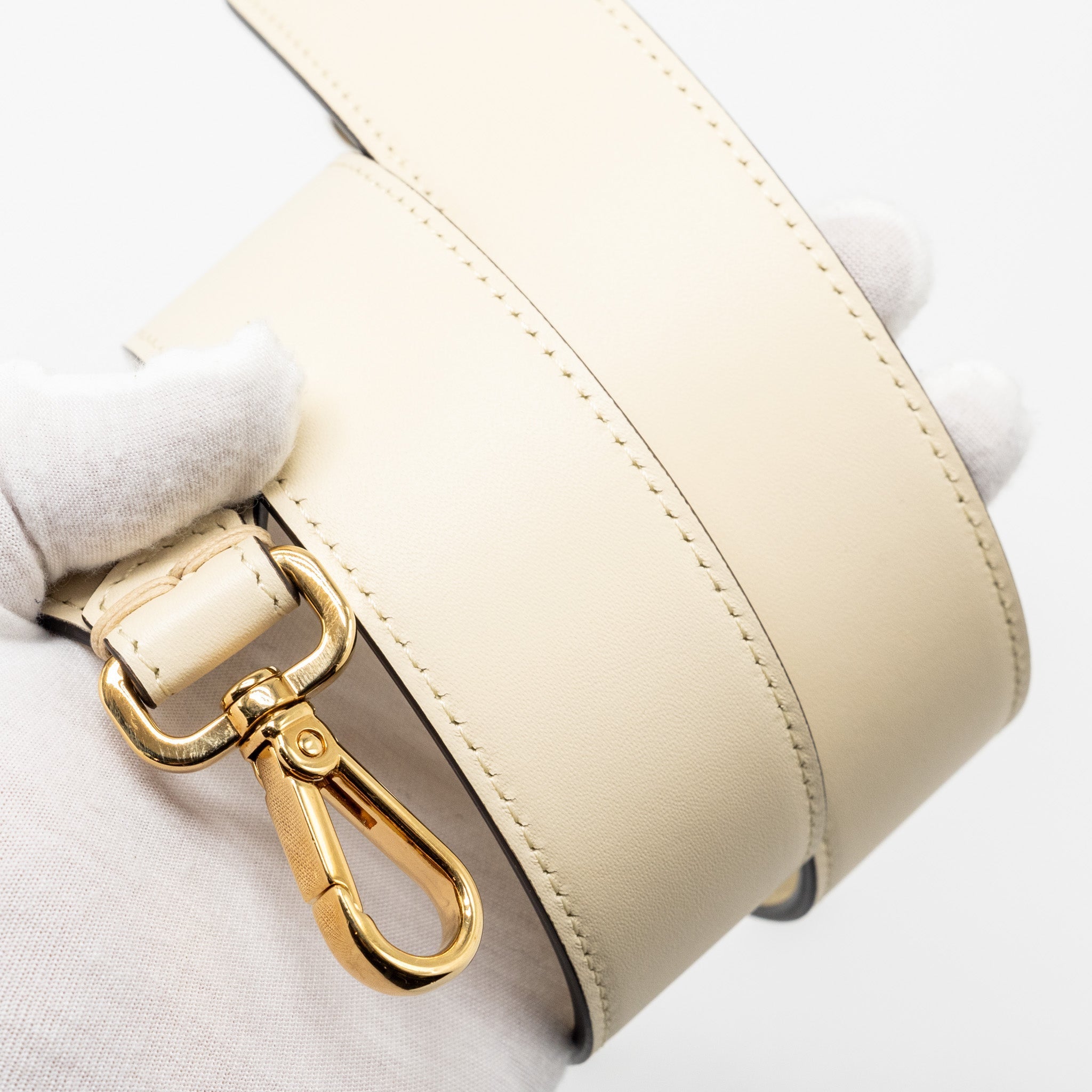 FENDI VITELLO KING METAL STITCH BAGUETTE LAMBSKIN WHITE GHW