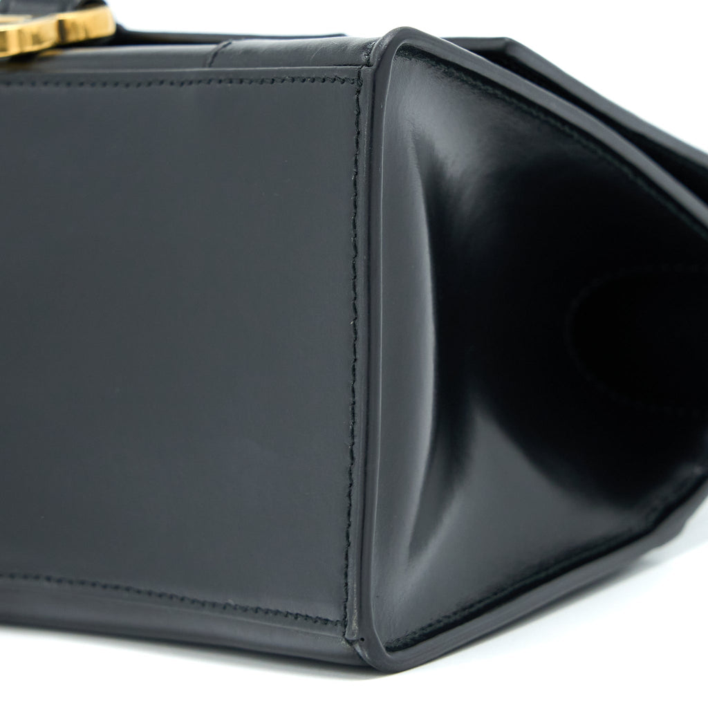 BALENCIAGA HOURGLASS SMALL HANDBAG BOX CALFSKIN BLACK GHW