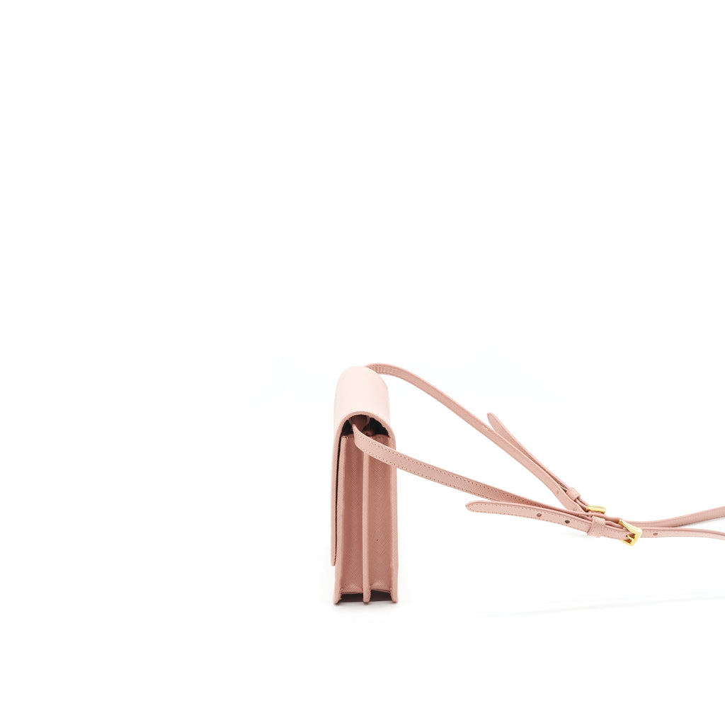 PRADA PORTAF SAFFIANO METAL ORO ORCHIDEA BAG