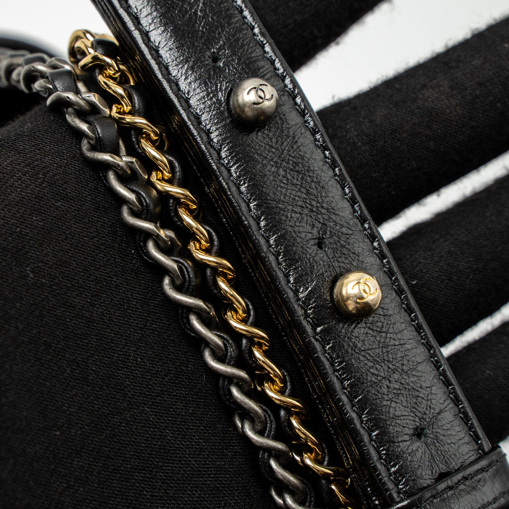 CHANEL LARGE GABRIELLE HOBO BAG AGED CALFSKIN BLACK MULTICOLOUR HARDWARE