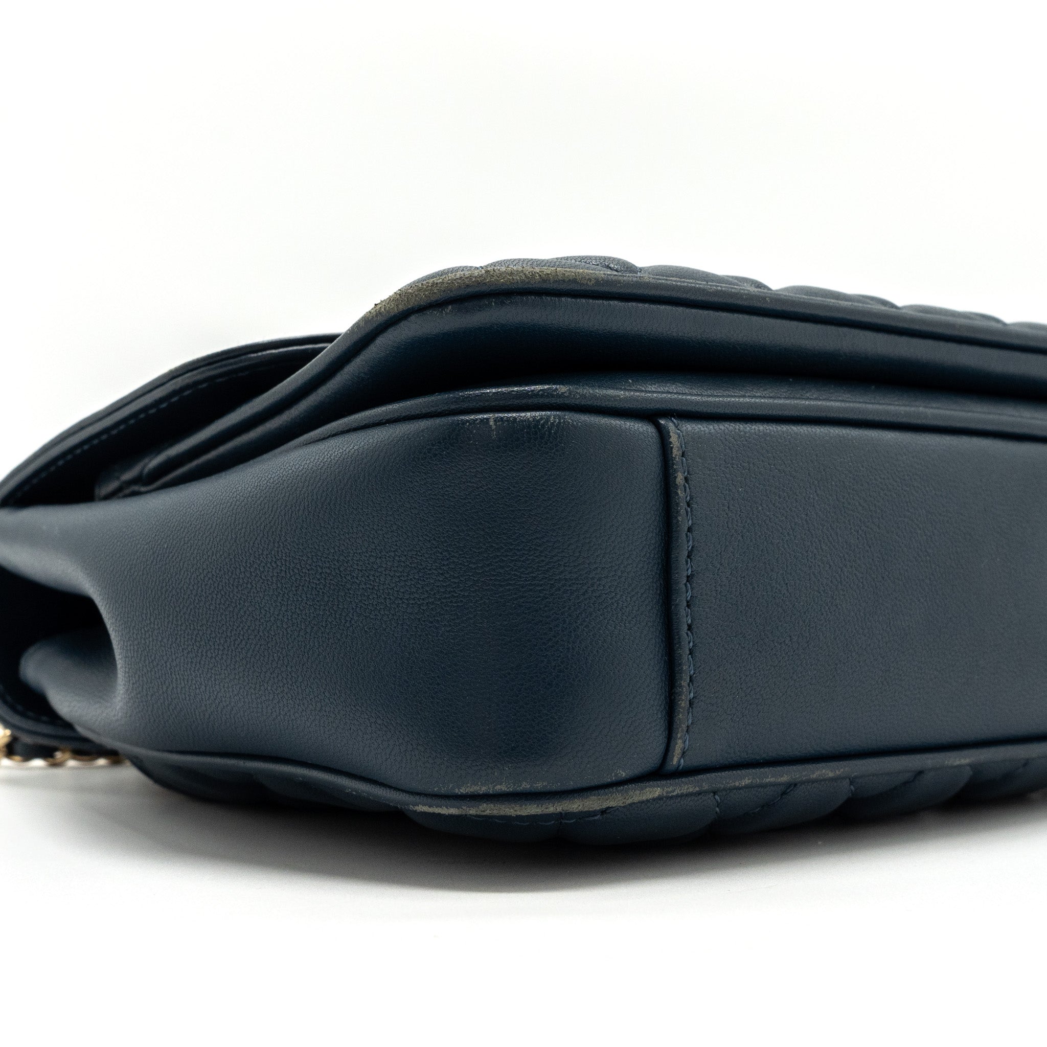 CHANEL QUILTED FLAP CROSSBODY BAG LAMBSKIN DARK BLUE LGHW