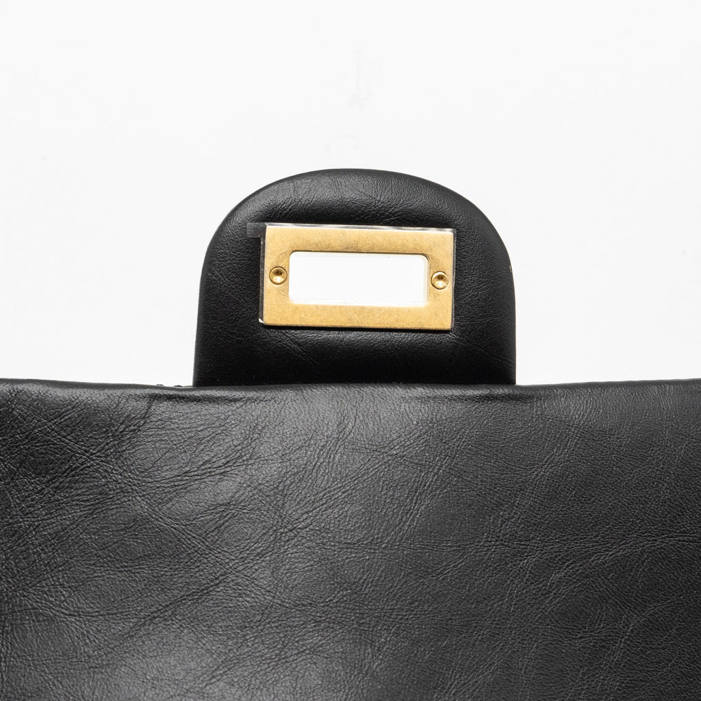 CHANEL MINI 2.55 REISSUE FLAP BAG AGED CALFSKIN BLACK BRUSHED GHW (MICROCHIP)
