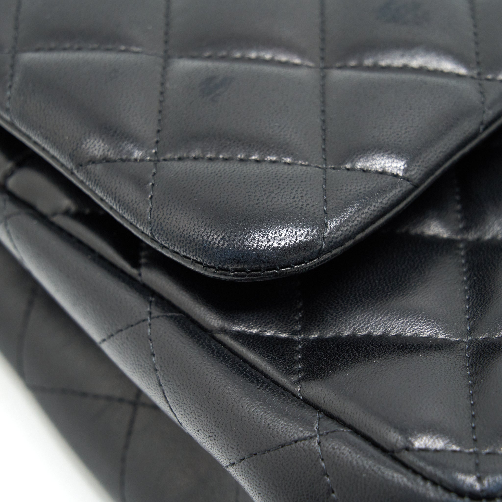 CHANEL CLASSIC JUMBO DOUBLE FLAP BAG LAMBSKIN BLACK GHW