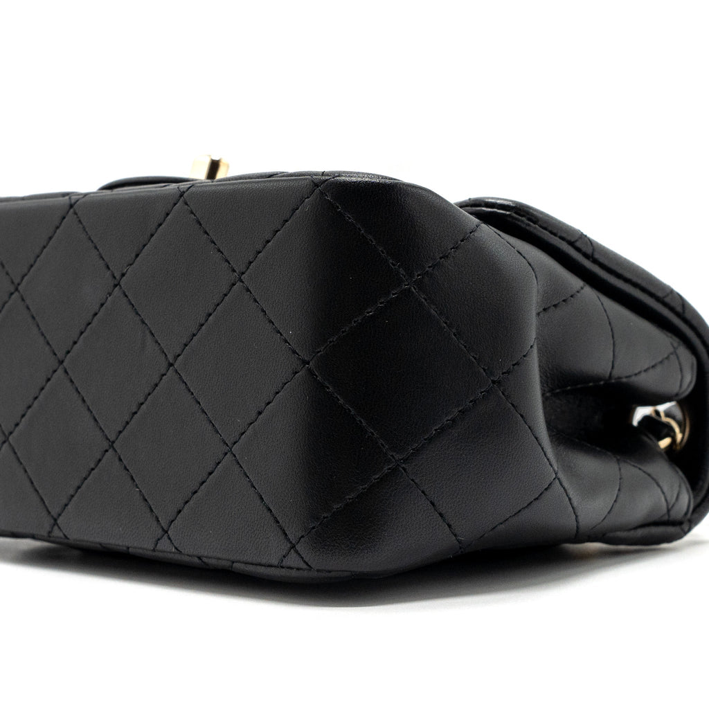 CHANEL CLASSIC MINI SQUARE FLAP BAG LAMBSKIN BLACK LGHW