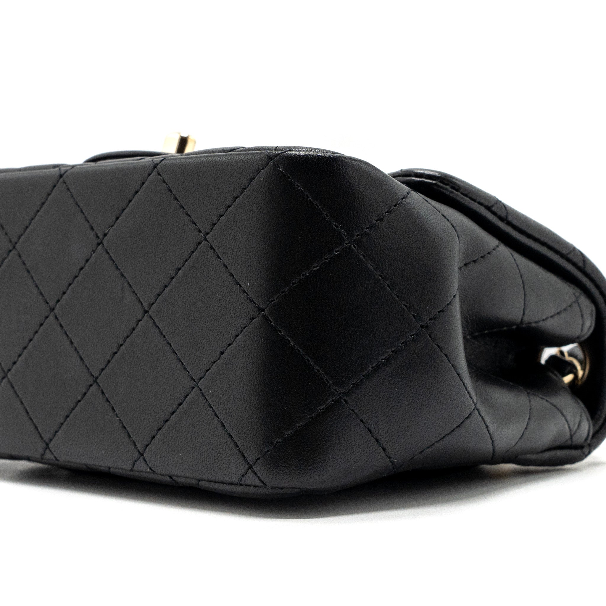 CHANEL CLASSIC MINI SQUARE FLAP BAG LAMBSKIN BLACK LGHW
