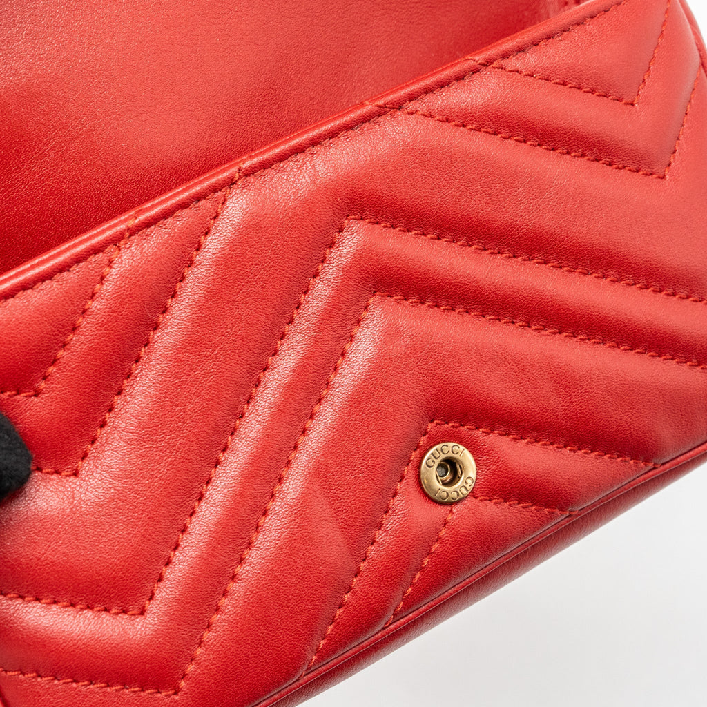 GUCCI SUPER MINI GG MARMONT CALFSKIN RED GHW