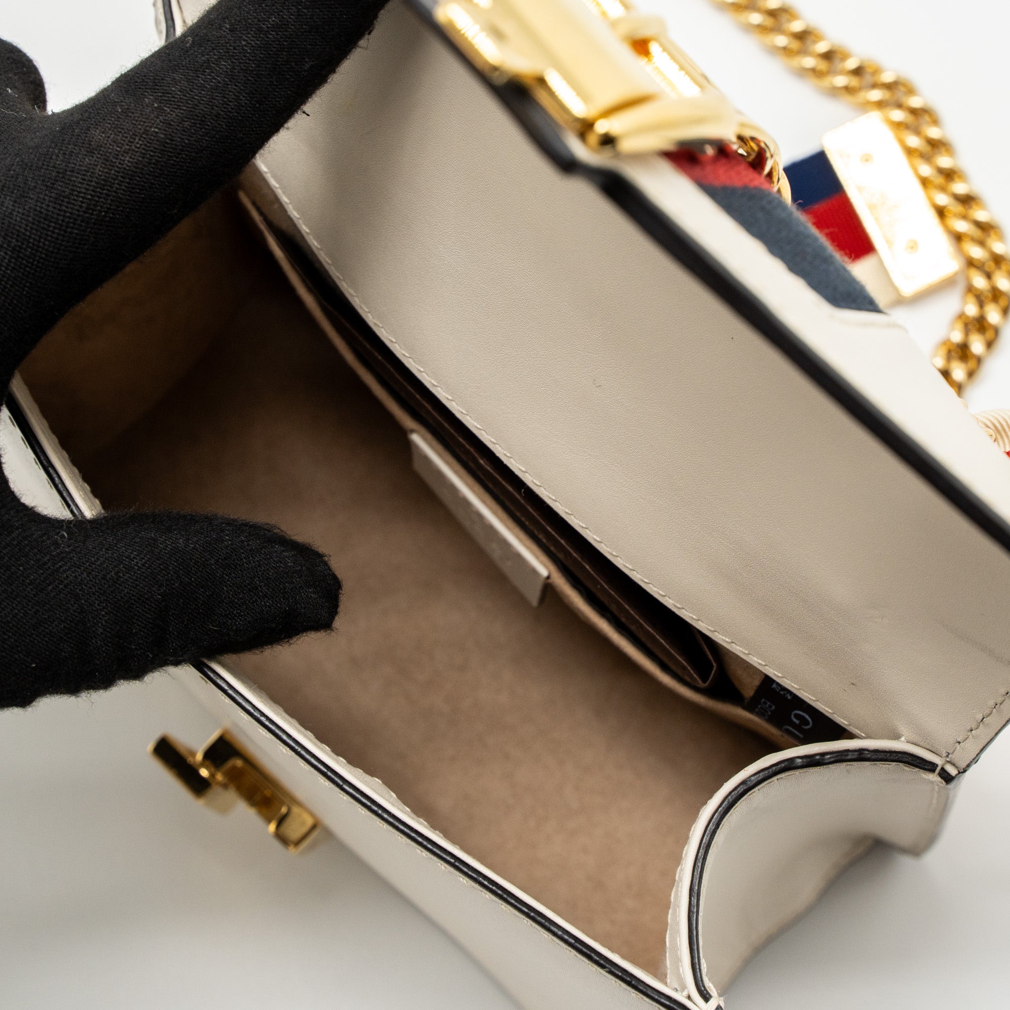 GUCCI MINI SYLVIE CHAIN BAG CALFSKIN WHITE/MULTICOLOUR GHW