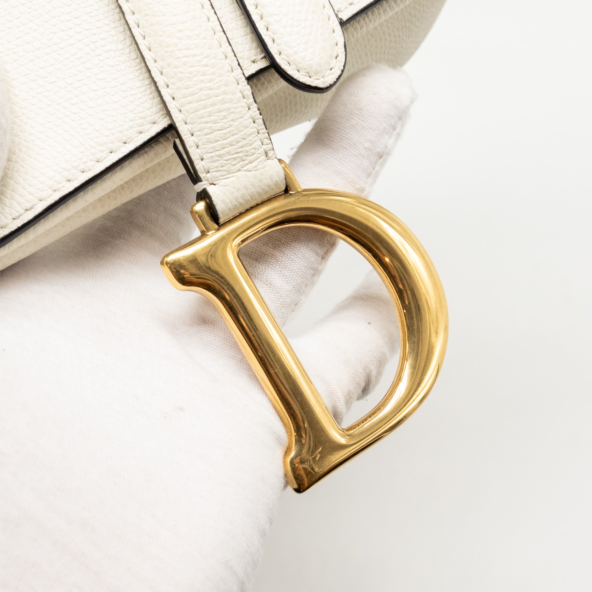 DIOR MEDIUM SADDLE BAG CALFSKIN WHITE GHW