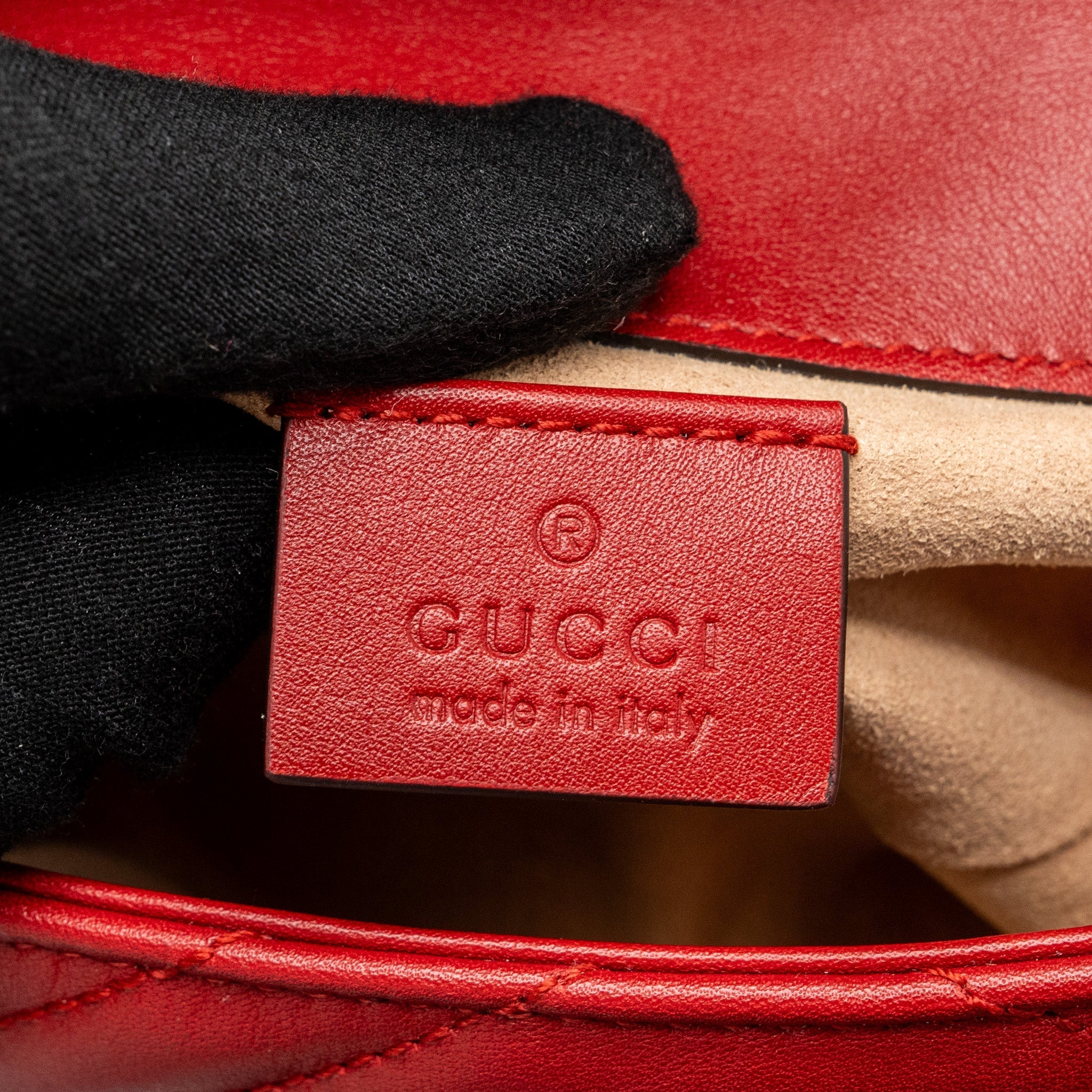 GUCCI SUPER MINI GG MARMONT CALFSKIN RED GHW