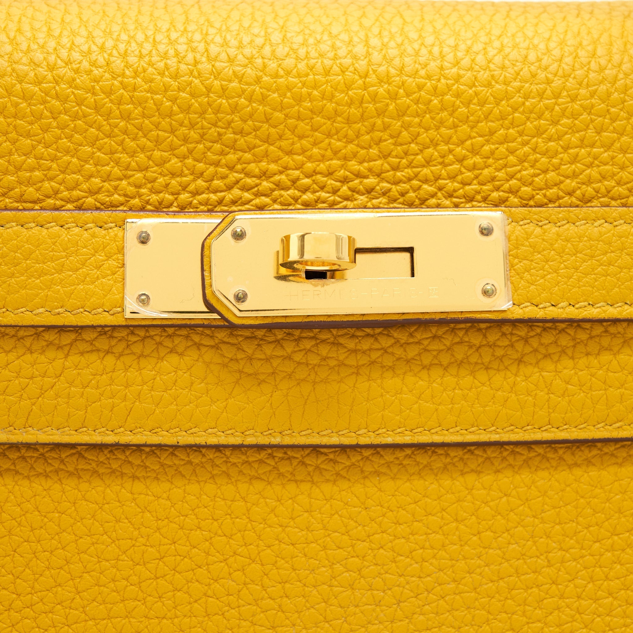 HERMES KELLY 28 CLEMENCE JAUNE AMBER GHW
