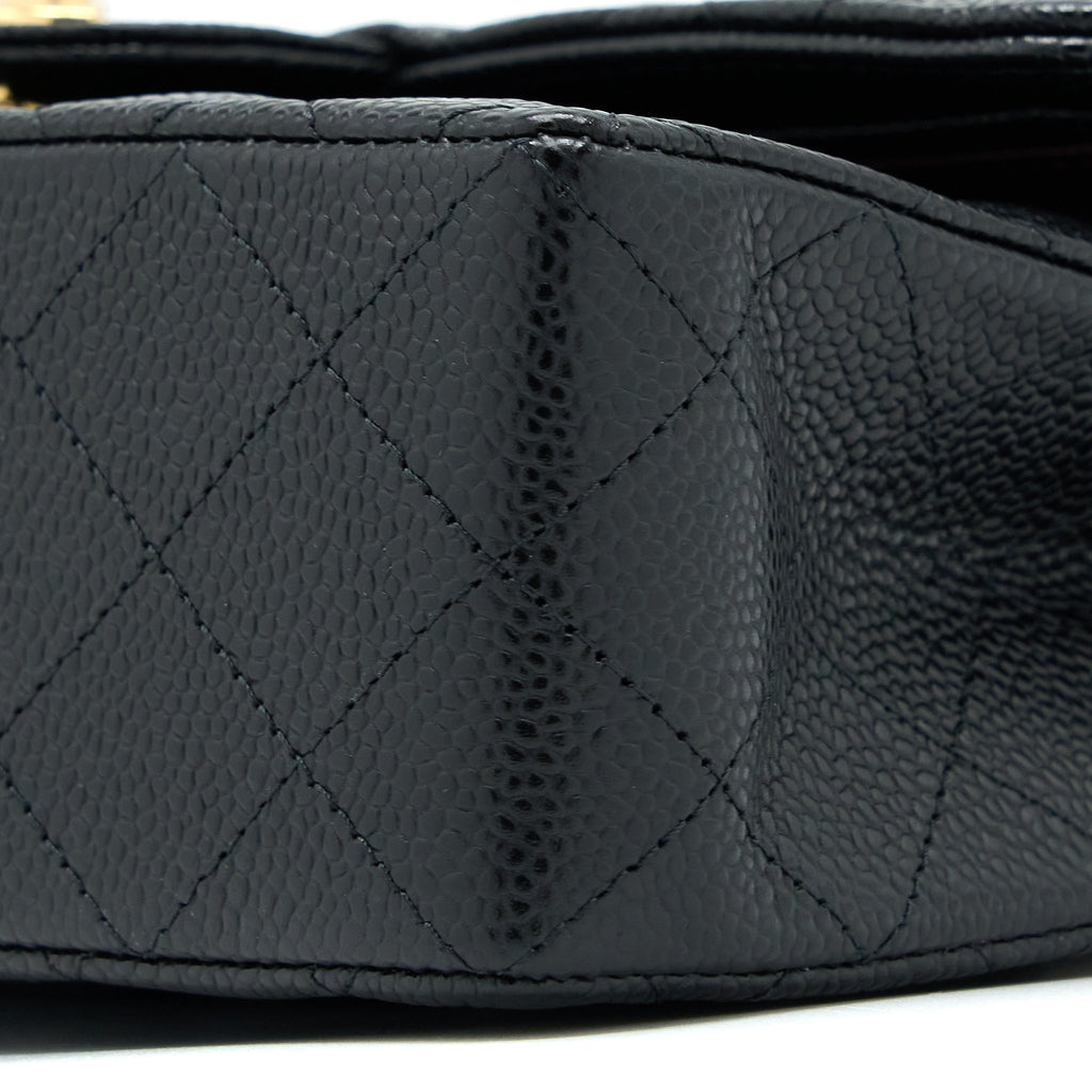 CHANEL SMALL CLASSIC DOUBLE FLAP BAG CAVIAR BLACK GHW (MICROCHIP)