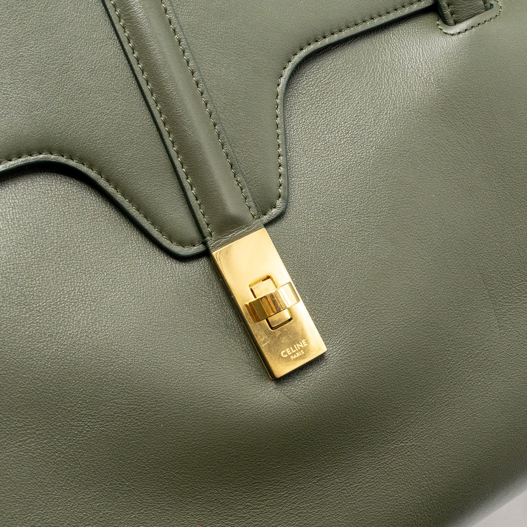 CELINE LARGE SOFT 16 BAG SMOOTH CALFSKIN DARK GREEN GHW
