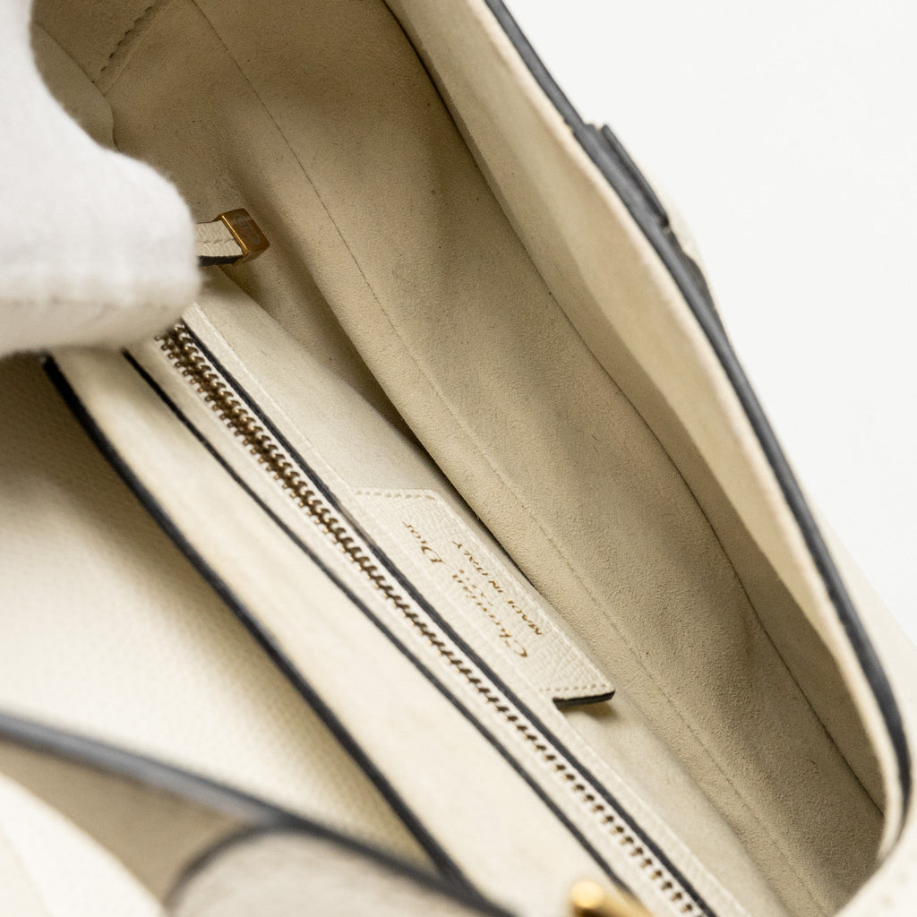 DIOR MEDIUM SADDLE BAG CALFSKIN WHITE GHW