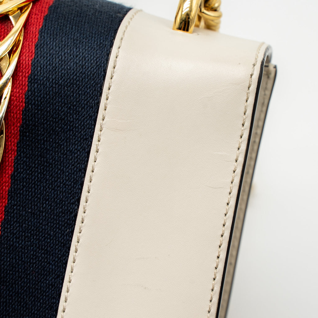 GUCCI MINI SYLVIE CHAIN BAG CALFSKIN WHITE/MULTICOLOUR GHW