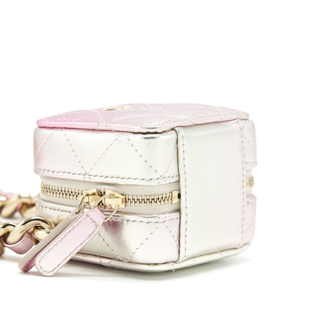 CHANEL MINI VANITY WITH GIANT CHAIN IRIDESCENT PINK LGHW