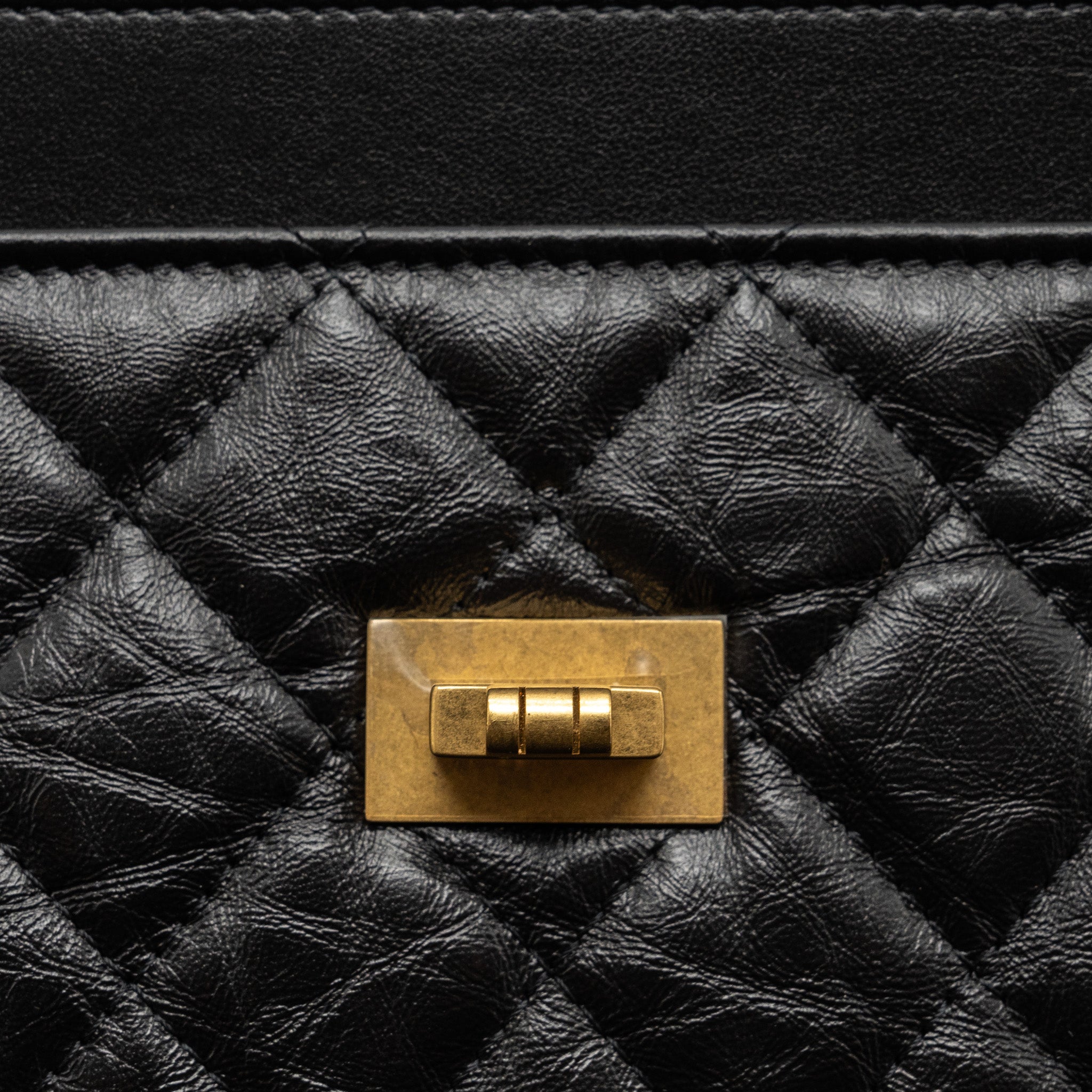 CHANEL 2.55 WALLET ON CHAIN AGED CALFSKIN BLACK BRUSHED GHW (MICROCHIP)