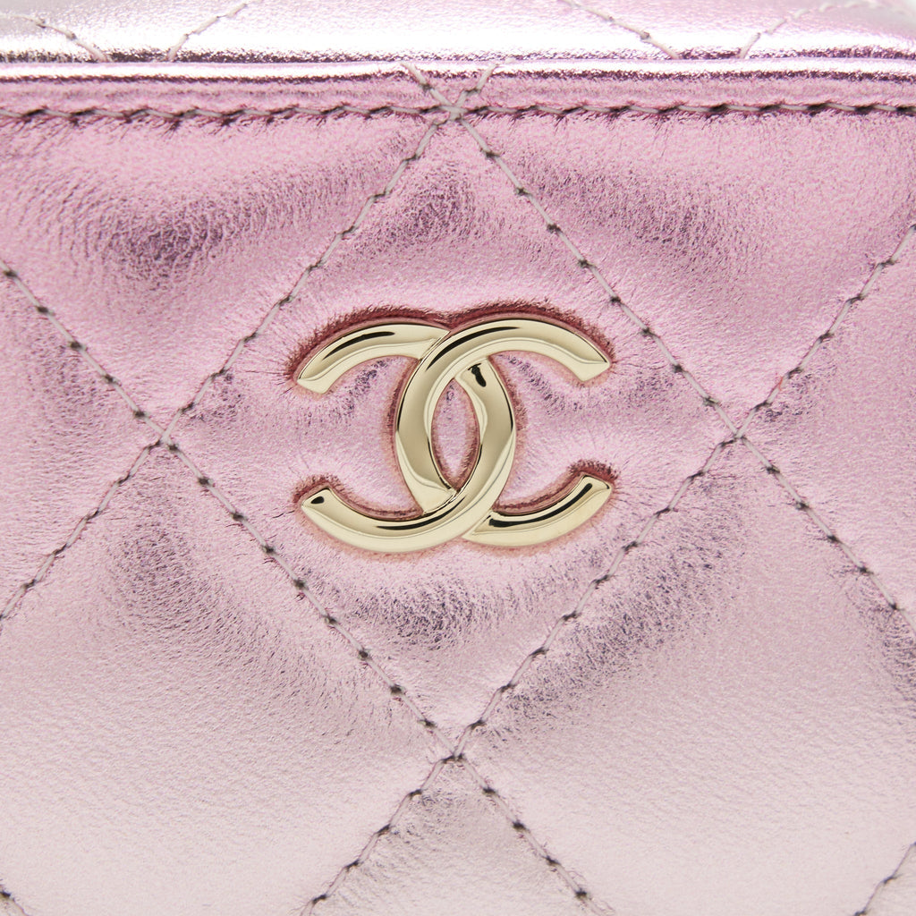 CHANEL MINI VANITY WITH GIANT CHAIN IRIDESCENT PINK LGHW