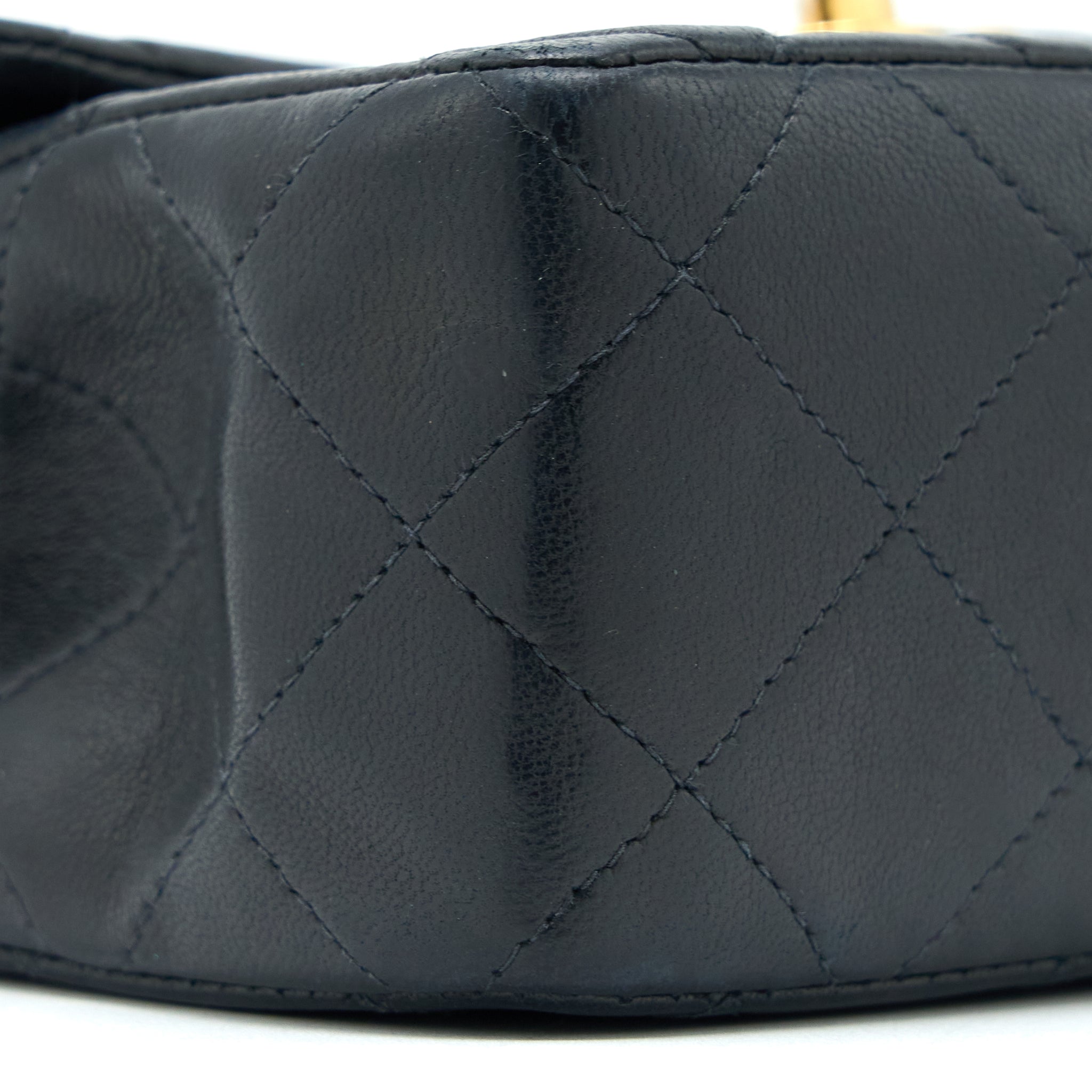 CHANEL VINTAGE SQUARE FLAP BAG LAMBSKIN BLACK GHW