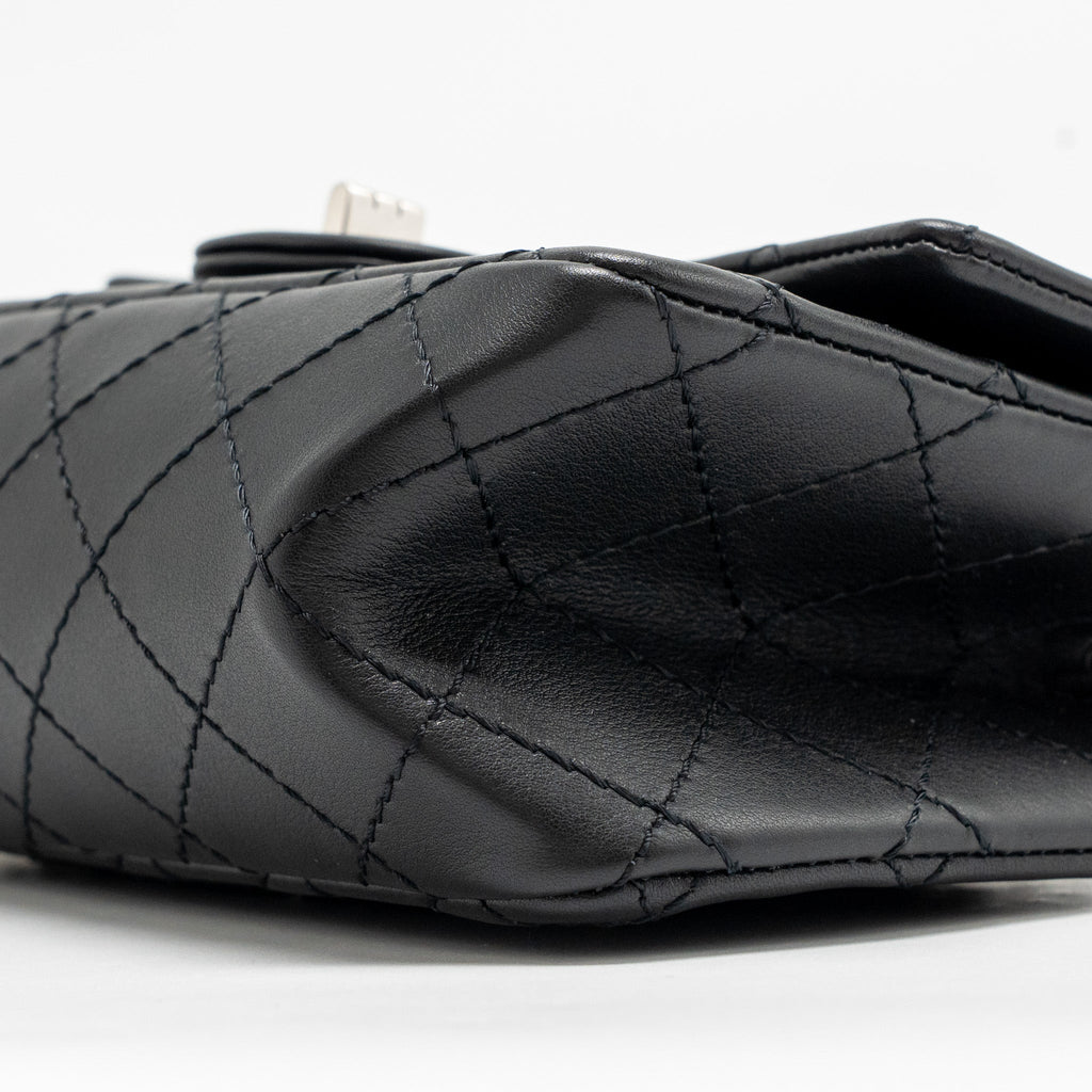 CHANEL MINI 2.55 REISSUE AGED CALFSKIN BLACK SHW (MICROCHIP)