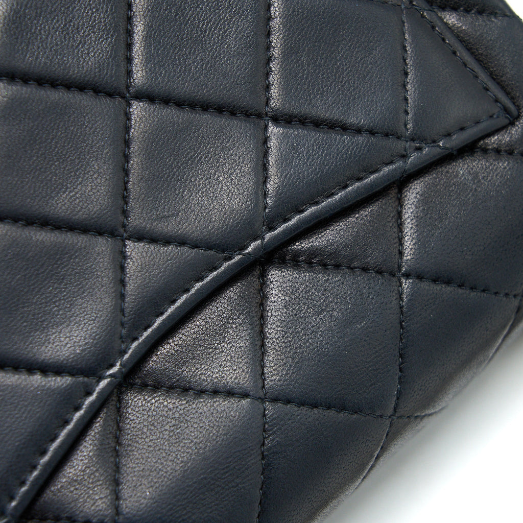 CHANEL VINTAGE SQUARE FLAP BAG LAMBSKIN BLACK GHW