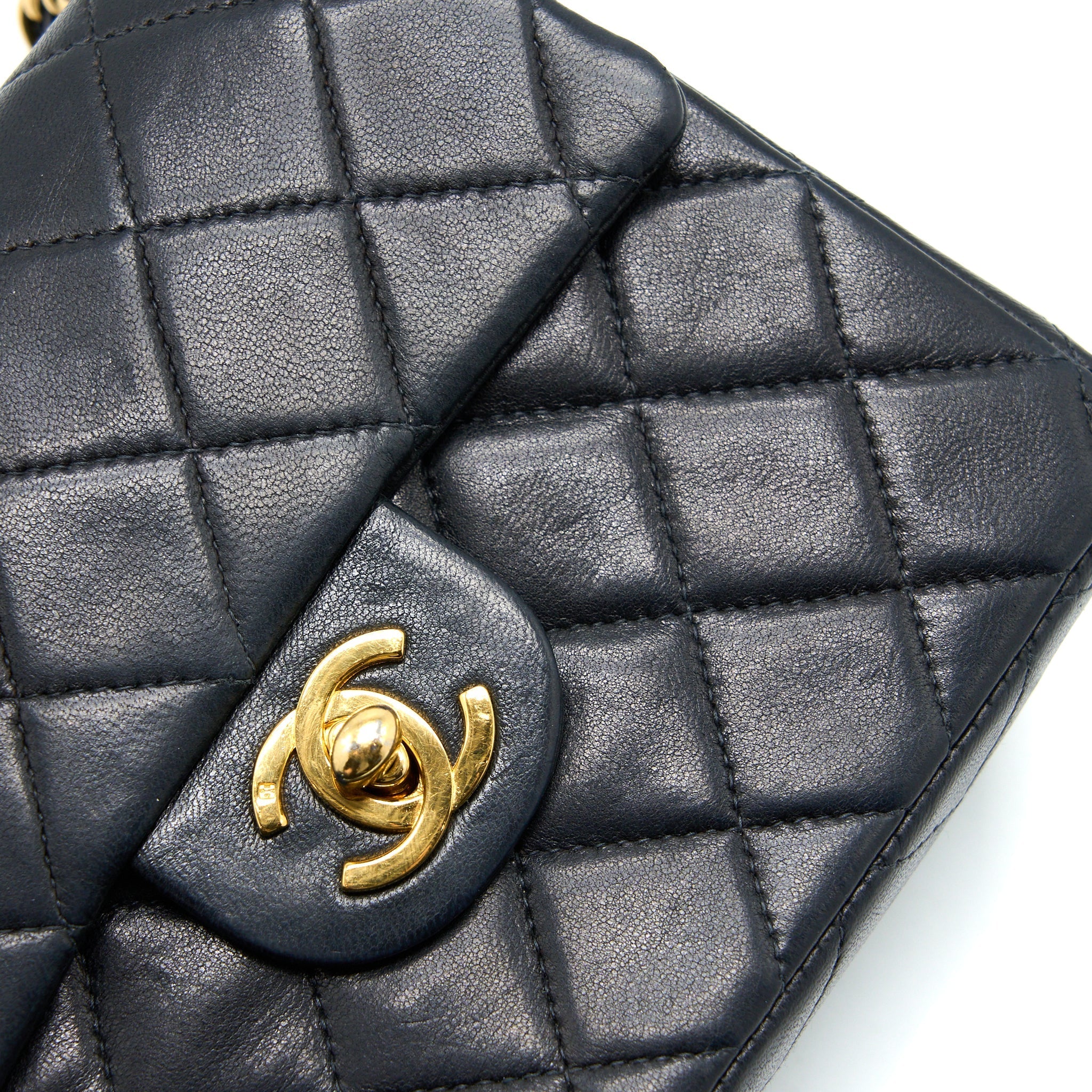 CHANEL VINTAGE SQUARE FLAP BAG LAMBSKIN BLACK GHW