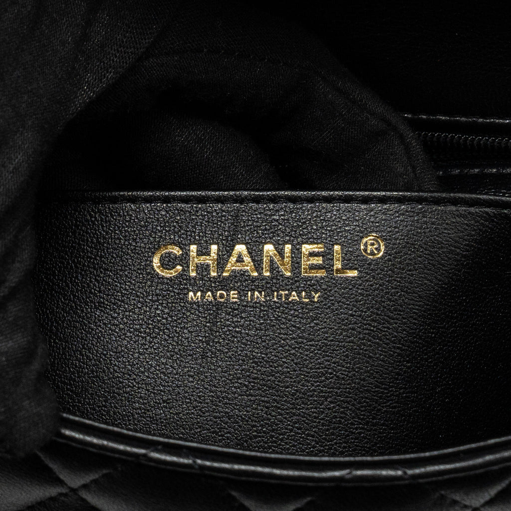CHANEL TOP HANDLE MINI RECTANGULAR FLAP BAG LAMBSKIN BLACK LGHW (MICROCHIP)