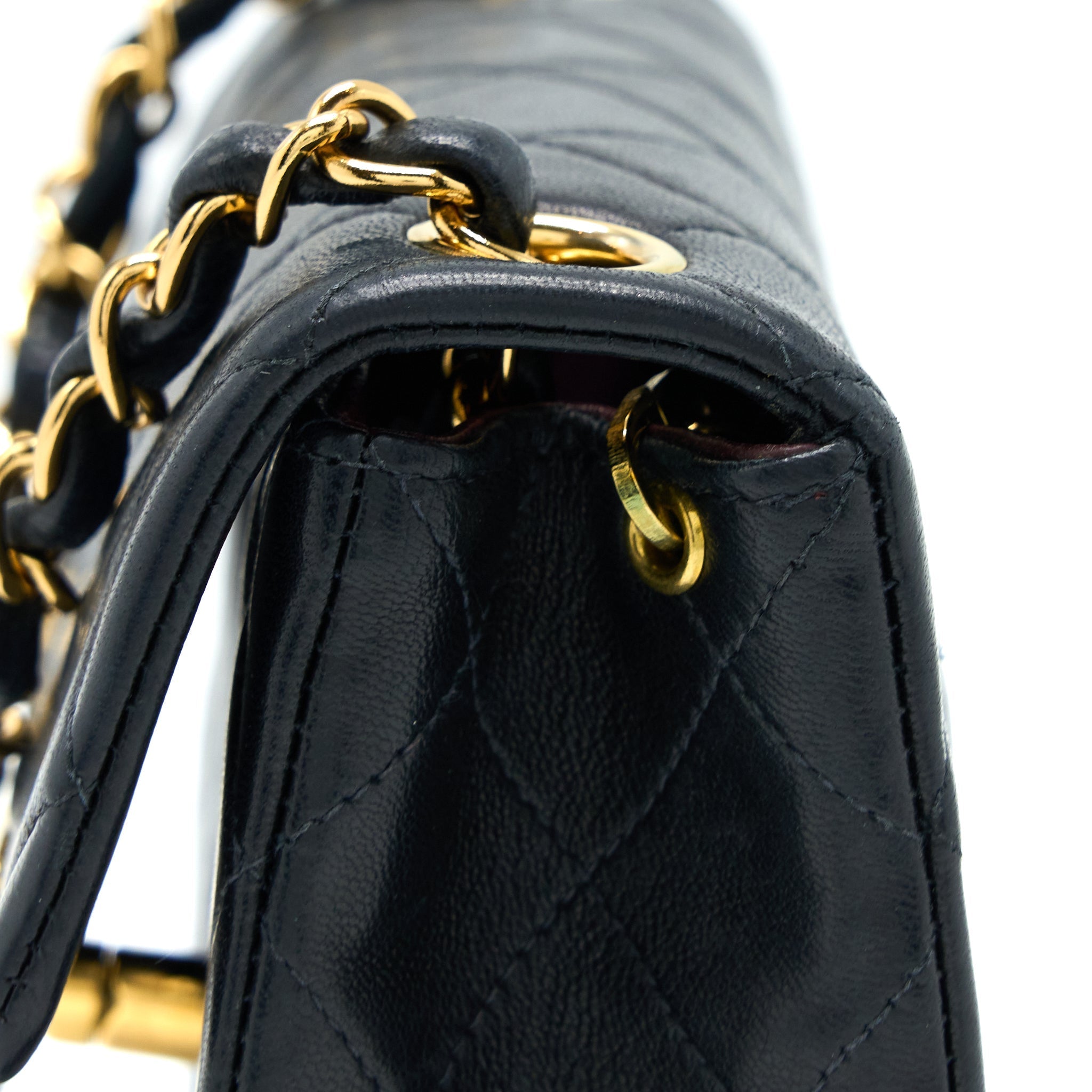 CHANEL VINTAGE SQUARE FLAP BAG LAMBSKIN BLACK GHW
