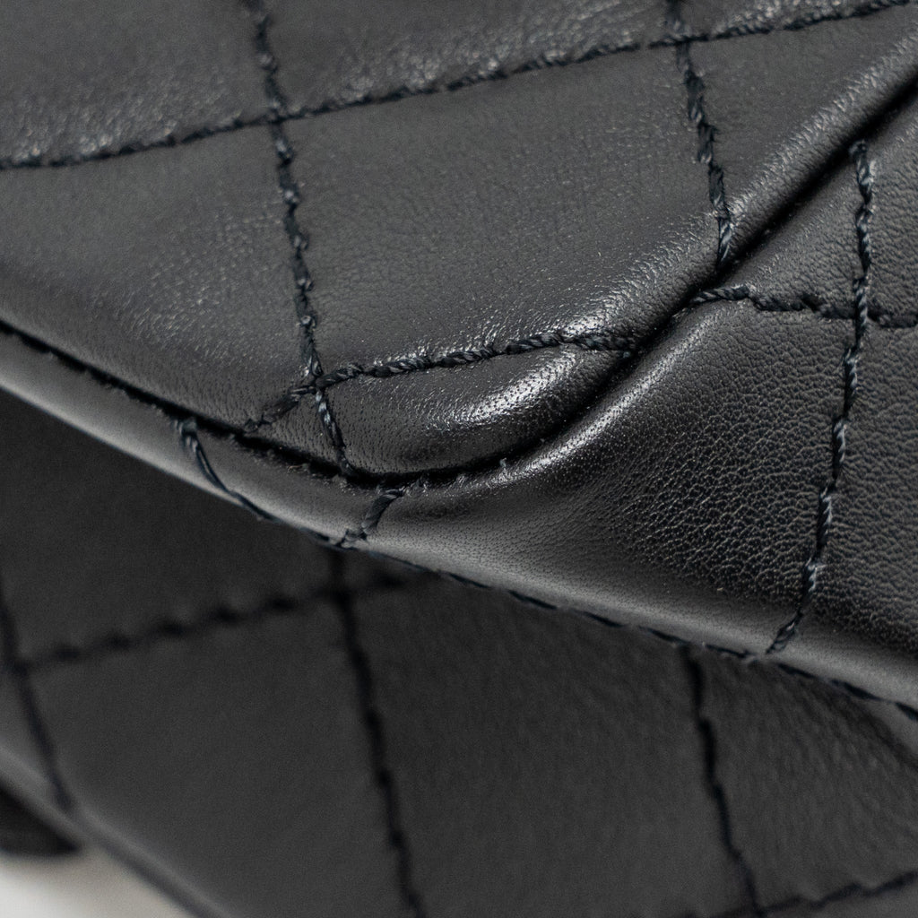 CHANEL MINI 2.55 REISSUE AGED CALFSKIN BLACK SHW (MICROCHIP)