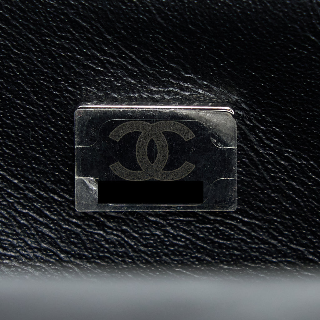 CHANEL MINI 2.55 REISSUE AGED CALFSKIN SO BLACK WITH BLACK HARDWARE (MICROCHIP)