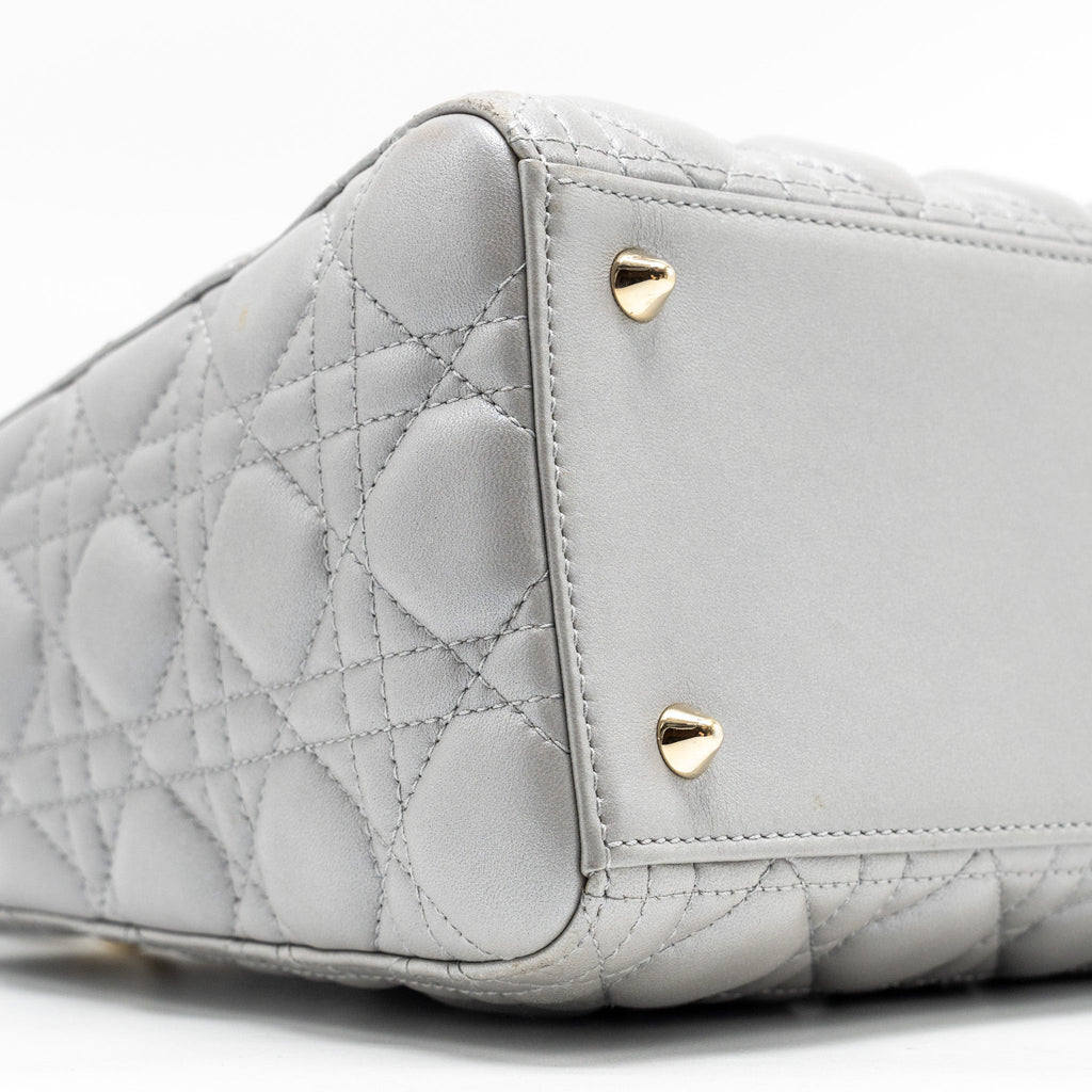 DIOR MEDIUM LADY DIOR LAMBSKIN GREY GHW