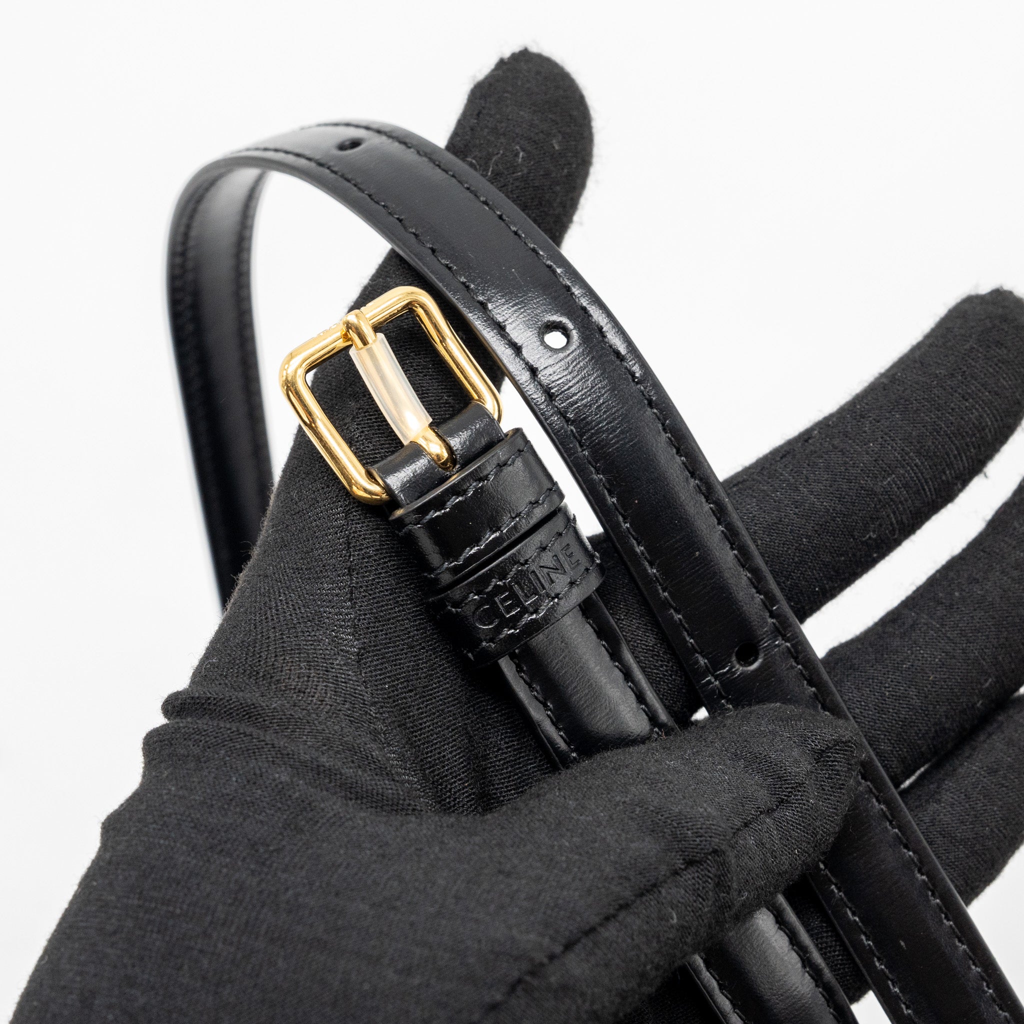 CELINE TRIOMPHE SHOULDER BAG CALFSKIN BLACK GHW
