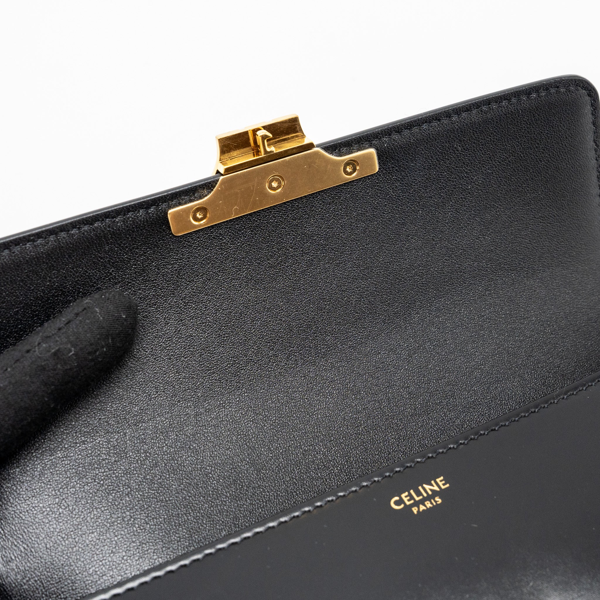 CELINE TRIOMPHE SHOULDER BAG CALFSKIN BLACK GHW