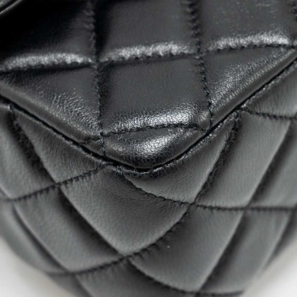 CHANEL DETAILED TOP HANDLE FLAP BAG LAMBSKIN BLACK GHW (MICROCHIP)