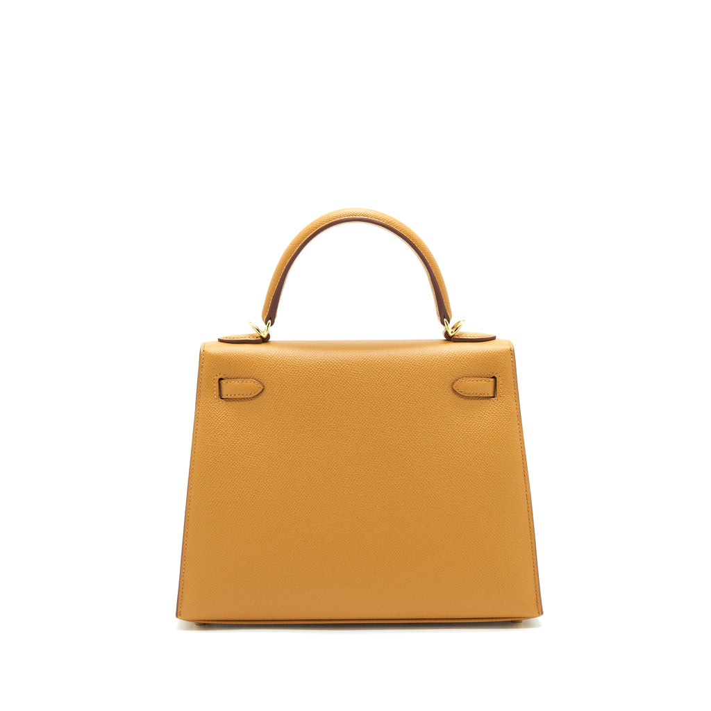 HERMES KELLY 25 SELLIER EPSOM LEATHER SESAME GHW