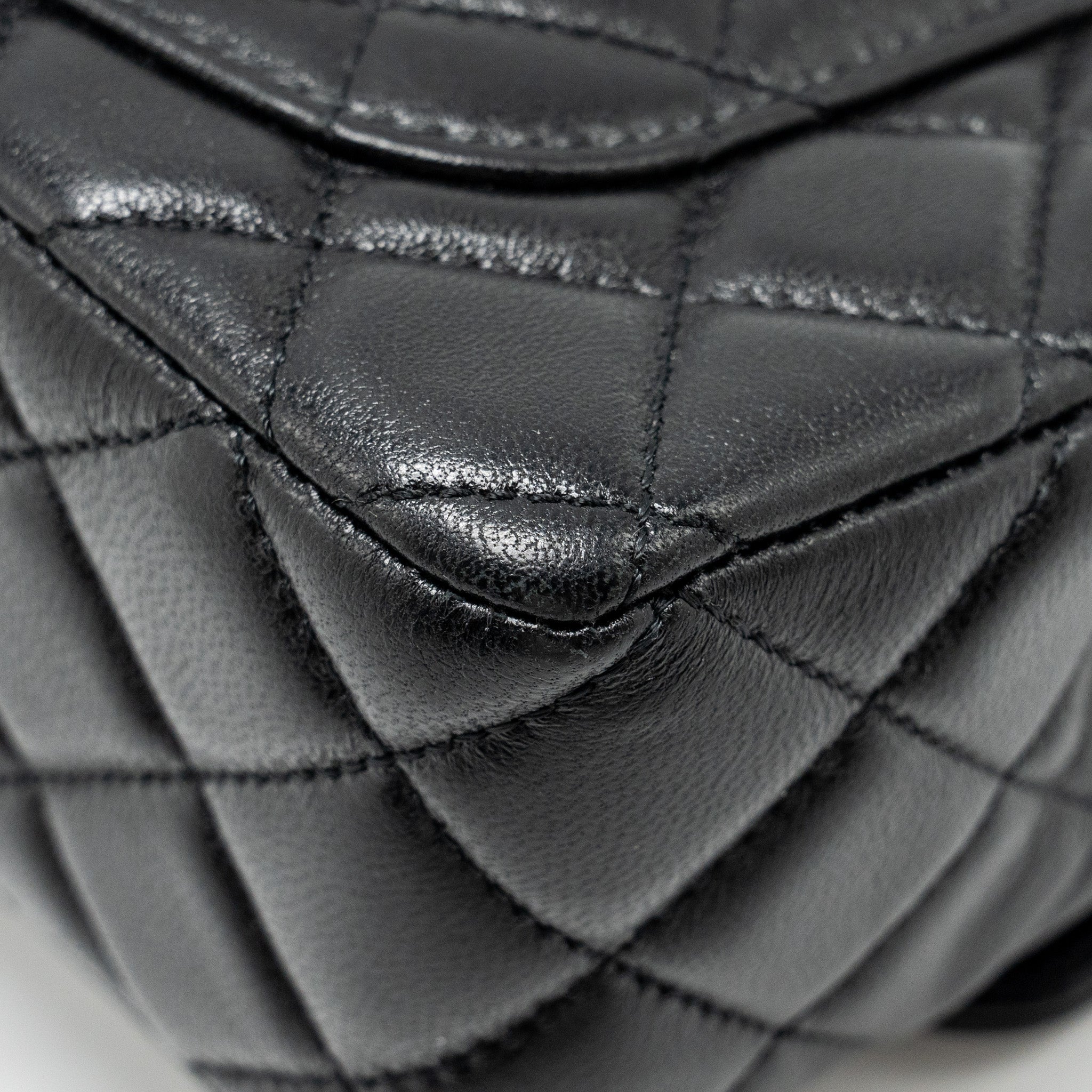 CHANEL DETAILED TOP HANDLE FLAP BAG LAMBSKIN BLACK GHW (MICROCHIP)