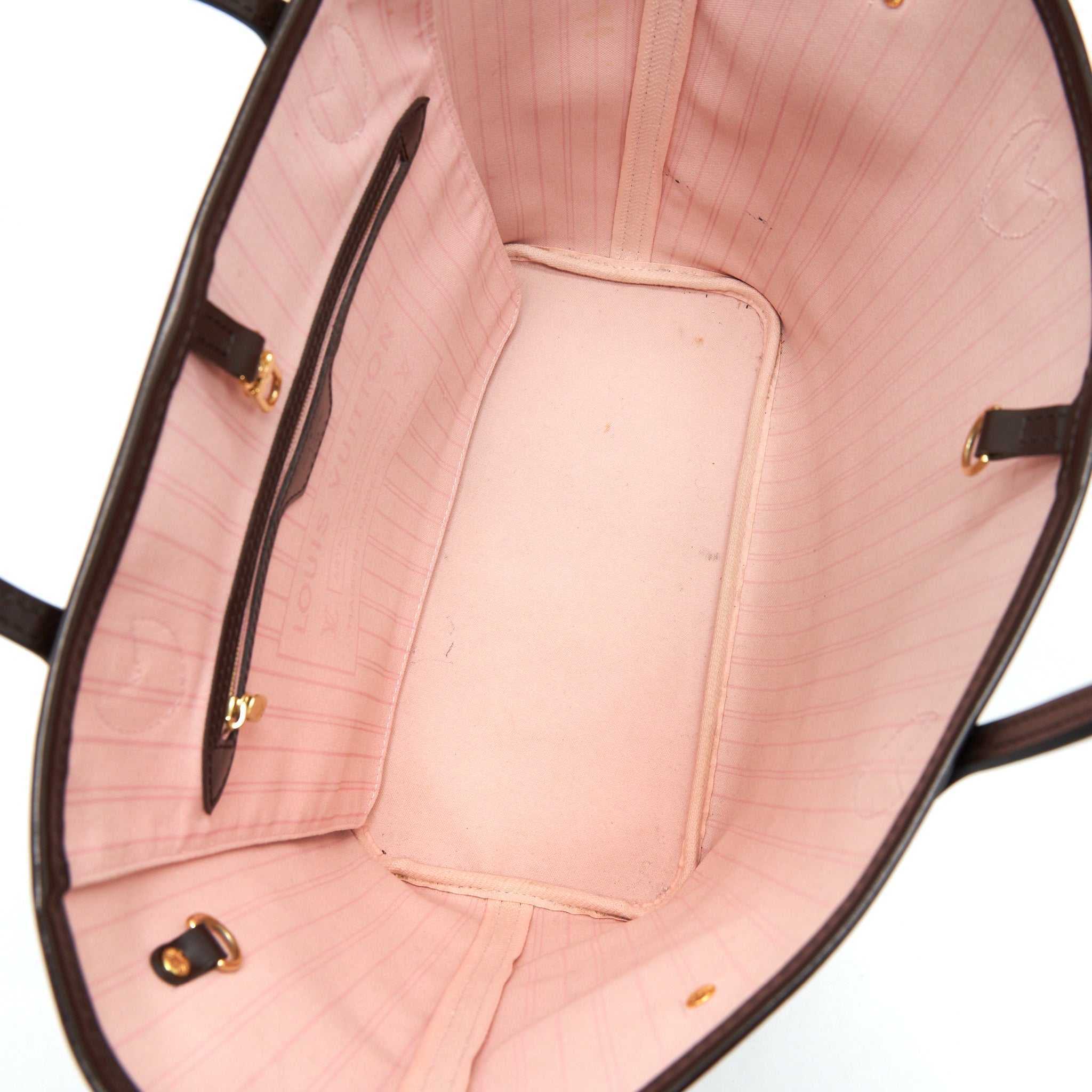 LOUIS VUITTON NEVERFULL MM DAMIER EBENE CANVAS /ROSE BALLERINE