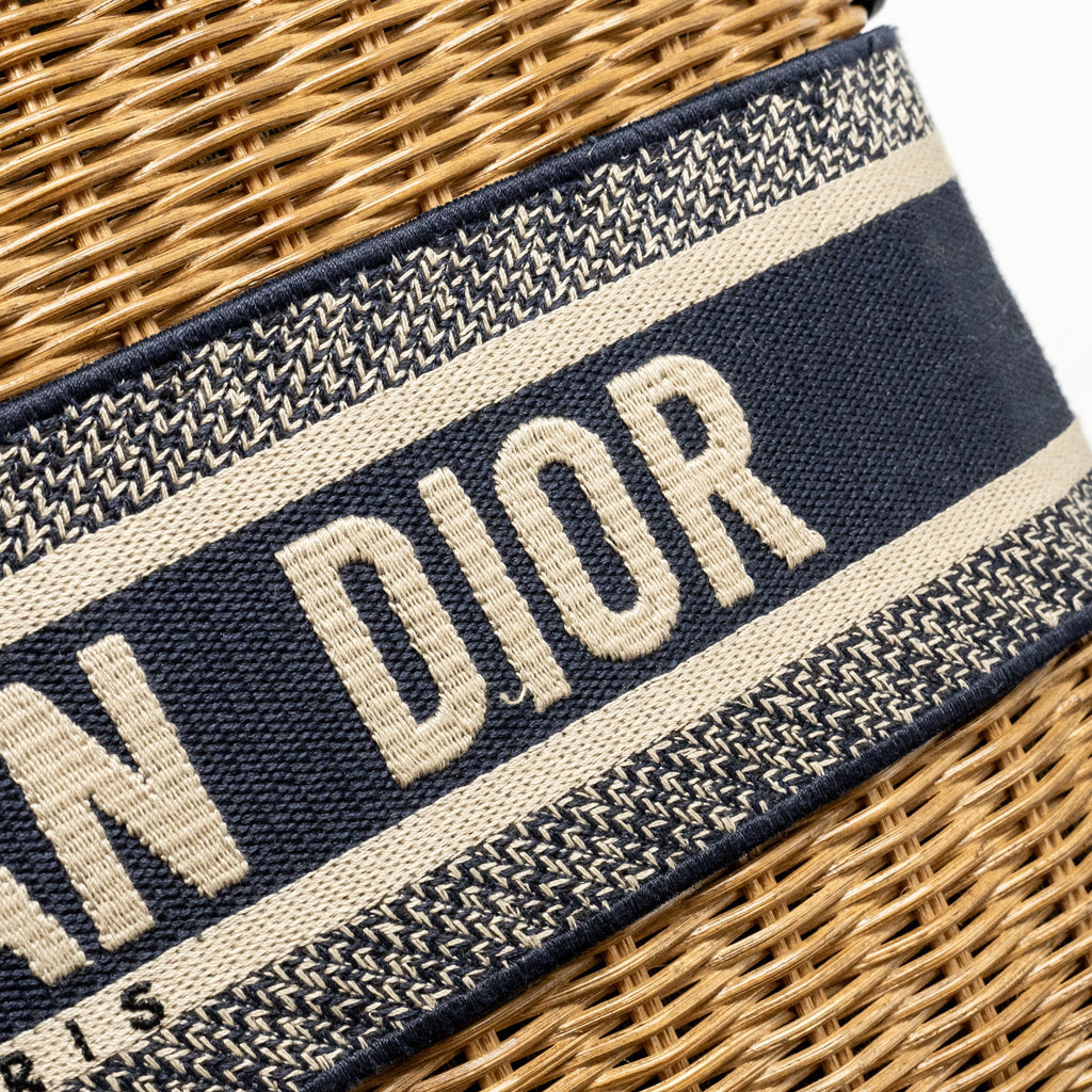 DIOR WICKER BASKET SHOULDER BAG BLUE DIOR OBLIQUE JACQUARD GHW