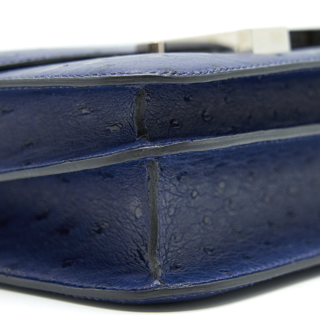 HERMES CONSTANCE 24 OSTRICH BLUE IRIS SHW