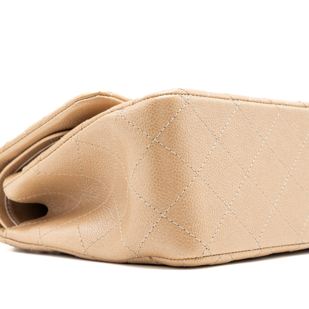 CHANEL CLASSIC JUMBO DOUBLE FLAP BAG CAVIAR IRIDESCENT BEIGE BRUSHED SHW