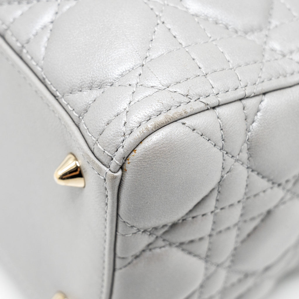 DIOR MEDIUM LADY DIOR LAMBSKIN GREY GHW