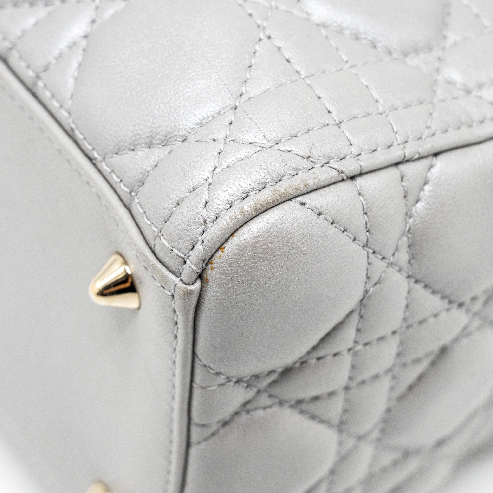 DIOR MEDIUM LADY DIOR LAMBSKIN GREY GHW
