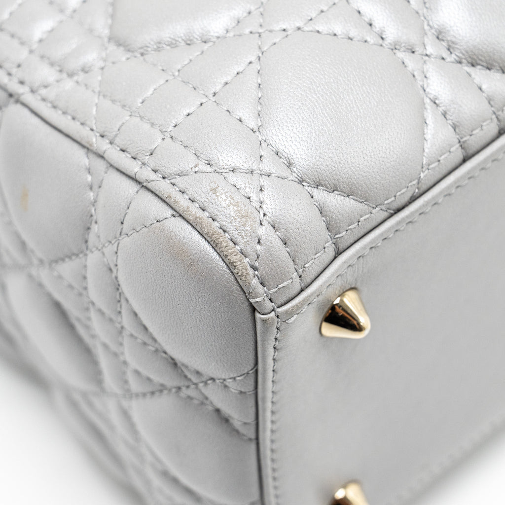 DIOR MEDIUM LADY DIOR LAMBSKIN GREY GHW