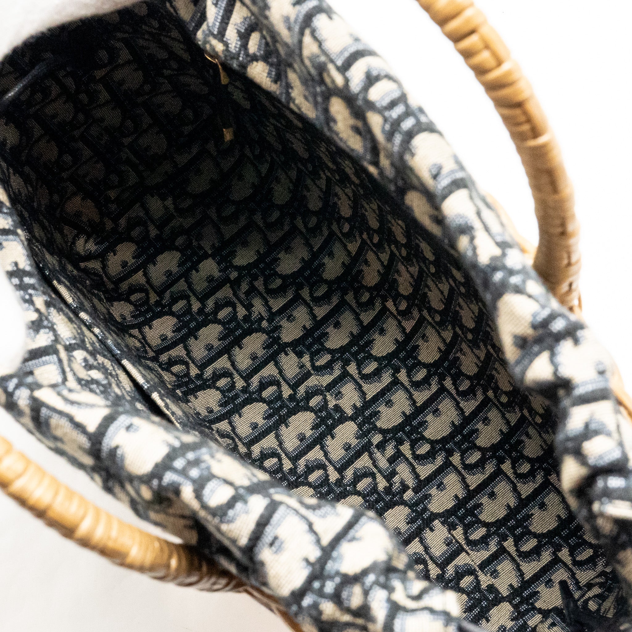 DIOR WICKER BASKET SHOULDER BAG BLUE DIOR OBLIQUE JACQUARD GHW