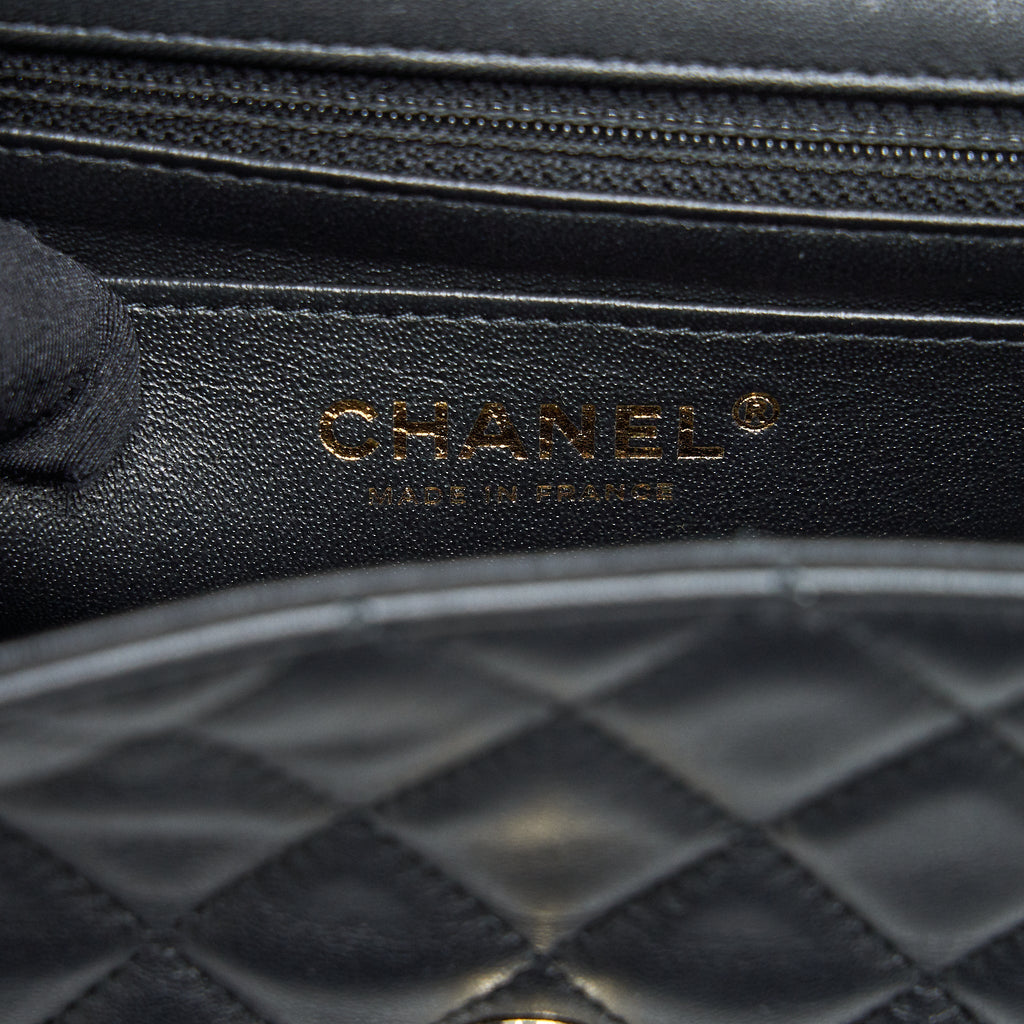 CHANEL MINI RECTANGULAR FLAP BAG LAMBSKIN BLACK LGHW