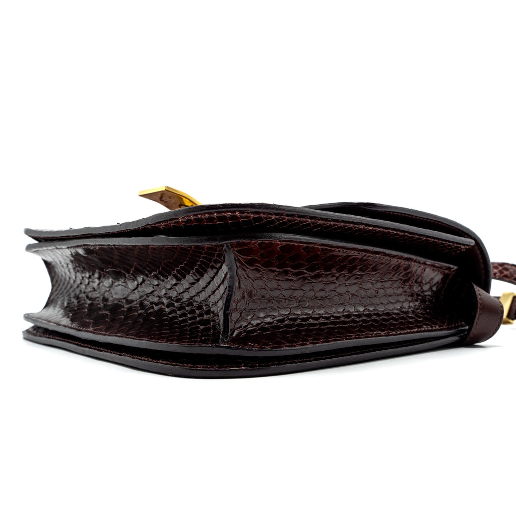 CELINE MEDIUM CLASSIC BOX BAG PYTHON BURGUNDY GHW