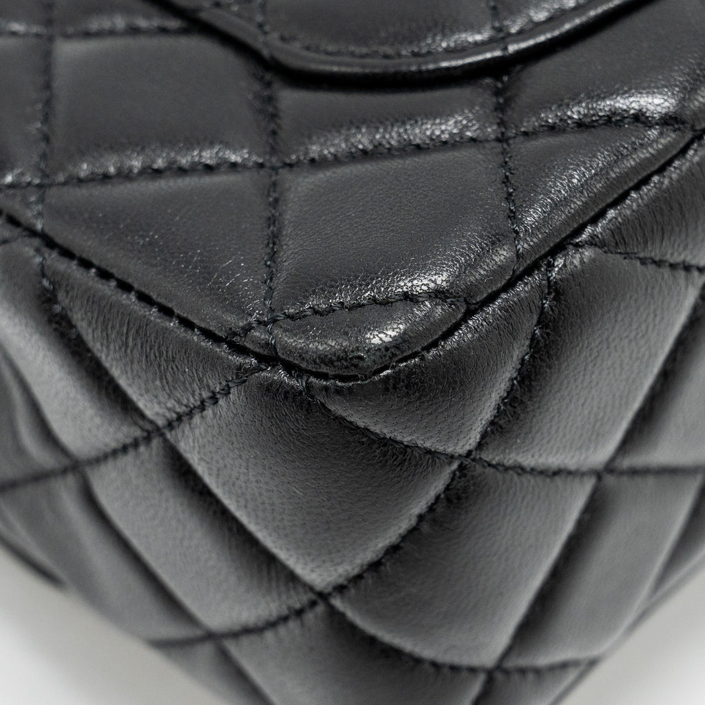 CHANEL DETAILED TOP HANDLE FLAP BAG LAMBSKIN BLACK GHW (MICROCHIP)