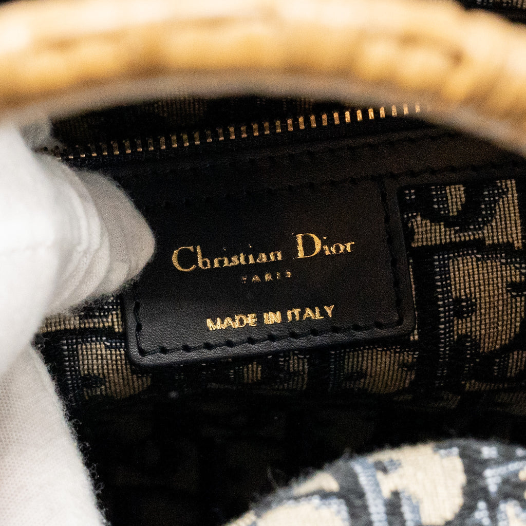 DIOR WICKER BASKET SHOULDER BAG BLUE DIOR OBLIQUE JACQUARD GHW