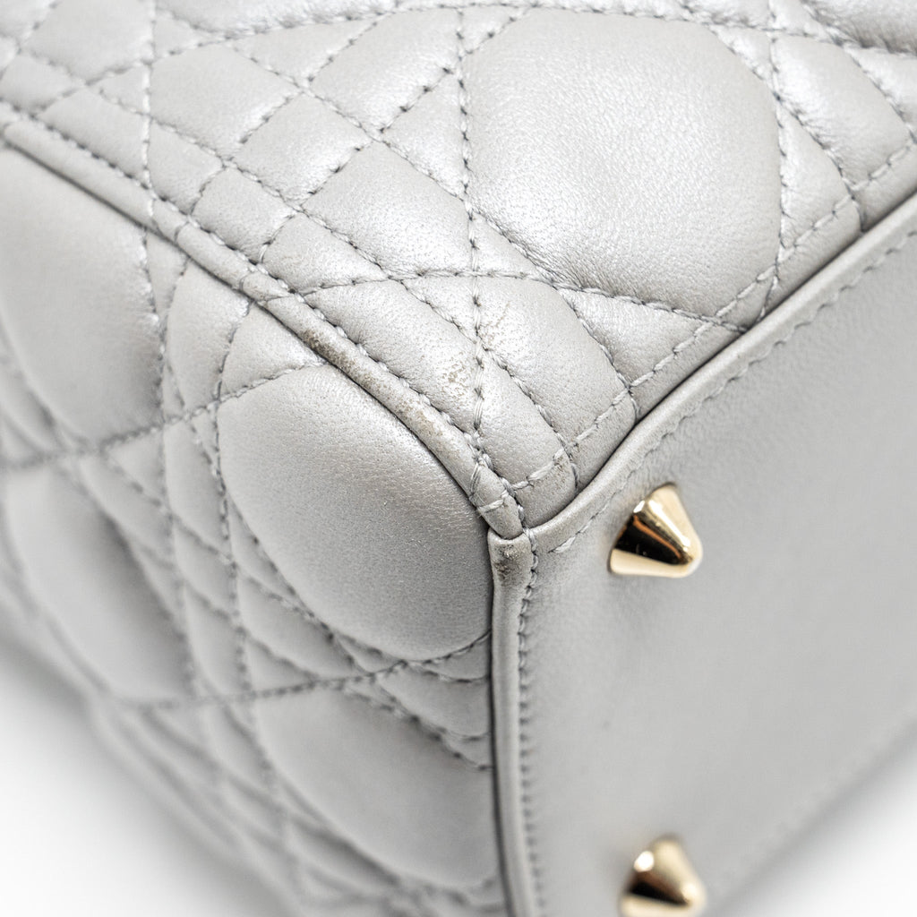 DIOR MEDIUM LADY DIOR LAMBSKIN GREY GHW