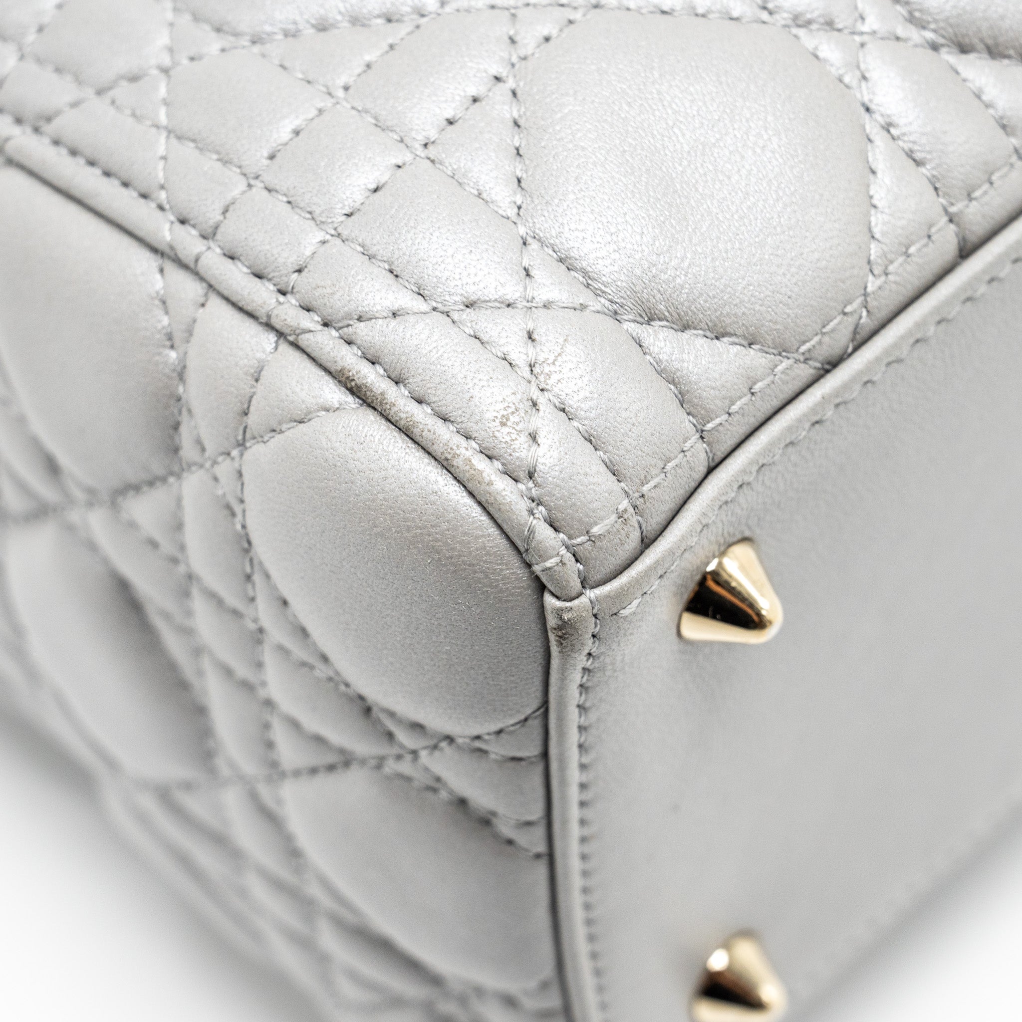 DIOR MEDIUM LADY DIOR LAMBSKIN GREY GHW