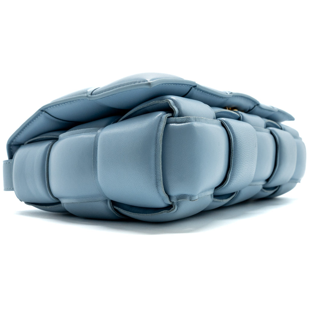 BOTTEGA VENETA PADDED CASSETTE BAG LAMBSKIN LIGHT BLUE GHW